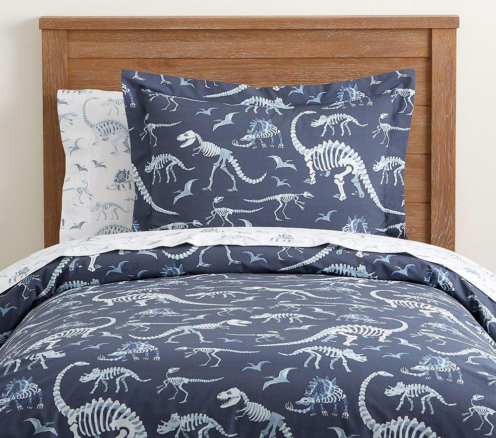 Glow In The Dark Duvet Cover Organic Dino Bones Glow-in-the-Dark Duvet Cover | pottery barn kids UK